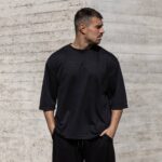 T-shirt μπλούζα 3/4 μαύρο σε oversized γραμμή - Image 2
