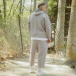 Σετ φούτερ γκρι με κουκούλα & japanese φόρμα σε oversized γραμμή - Image 3