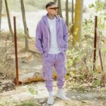 Σετ κοτλέ jacket & παντελόνι cargo μωβ σε κανονική γραμμή