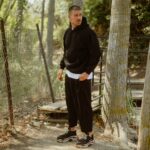 Σετ φούτερ μαύρο με κουκούλα & japanese φόρμα σε oversized γραμμή - Image 3