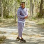 Σετ φούτερ βιολετί με κουκούλα & japanese φόρμα σε oversized γραμμή - Image 2