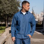 Σετ τζιν πουκάμισο & παντελόνι σε oversized γραμμή - Image 5