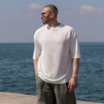 T-shirt μπλούζα λευκή σε oversized γραμμή