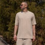 Σετ παντελόνι & T-shirt μπεζ σε oversized γραμμή - Image 4