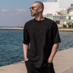 Σετ παντελόνι & T-shirt μαύρο σε oversized γραμμή - Image 3