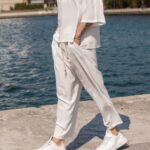 Σετ μπεζ πουκάμισο 3/4  & παντελόνι σε oversized γραμμή - Image 5