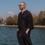 Σετ μαύρο πουκάμισο 3/4  & παντελόνι σε oversized γραμμή - Image 4