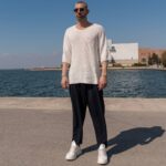 Παντελόνι μπλε με πιέτες σε άνετη γραμμή - Image 4