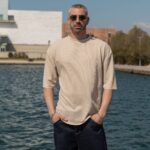 T-shirt μπλούζα μπεζ σε oversized γραμμή - Image 2