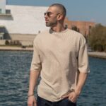 T-shirt μπλούζα μπεζ σε oversized γραμμή