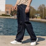 Τζιν baggy μπλε σκούρο με ζώνη σε oversized γραμμή - Image 2