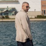 Ζακέτα - πουκάμισο μπεζ σε oversized γραμμή - Image 3