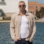 Ζακέτα - πουκάμισο μπεζ σε oversized γραμμή