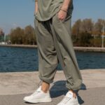 Σετ T-shirt & japaneese baggy φόρμα χακί σε oversized γραμμή - Image 7