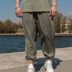 Σετ T-shirt & japaneese baggy φόρμα χακί σε oversized γραμμή - Image 6