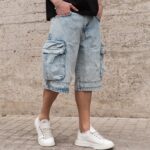 Βερμούδα τζιν baggy cargo σε oversized γραμμή - Image 2
