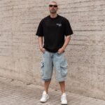 Βερμούδα τζιν baggy cargo σε oversized γραμμή - Image 4