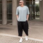 Παντελόνι μαύρο japaneese λινό σε oversized γραμμή - Image 4