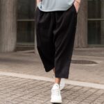 Παντελόνι μαύρο japaneese λινό σε oversized γραμμή