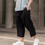 Παντελόνι μαύρο japaneese λινό σε oversized γραμμή - Image 2