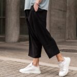 Παντελόνι μαύρο japaneese λινό σε oversized γραμμή - Image 3