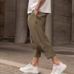 Παντελόνι χακί japaneese λινό σε oversized γραμμή - Image 3