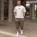 Παντελόνι χακί japaneese λινό σε oversized γραμμή - Image 5