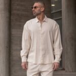 Set λινό μπεζ σε oversized γραμμή - Image 4
