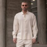 Set λινό μπεζ σε oversized γραμμή - Image 3