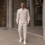 Set λινό μπεζ σε oversized γραμμή