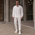 Set λινό λευκό σε oversized γραμμή