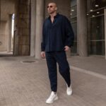 Set λινό μπλε σε oversized γραμμή - Image 2