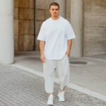 Παντελόνι γκρι japaneese με δίπλωση σε oversized γραμμή - Image 6