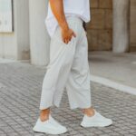 Παντελόνι γκρι japaneese με δίπλωση σε oversized γραμμή - Image 4