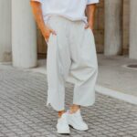 Παντελόνι γκρι japaneese με δίπλωση σε oversized γραμμή - Image 3