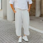 Παντελόνι γκρι japaneese με δίπλωση σε oversized γραμμή