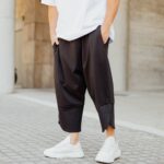 Παντελόνι μαύρο japaneese με δίπλωση σε oversized γραμμή - Image 2
