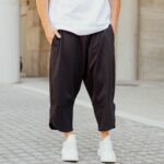 Παντελόνι μαύρο japaneese με δίπλωση σε oversized γραμμή