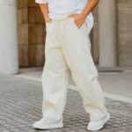 Παντελόνι baggy cream σε oversized γραμμή - Image 2