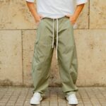 Παντελόνι baggy χακί σε oversized γραμμή