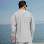 Πουκάμισο μαο γκρι σε oversized γραμμή - Image 4