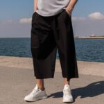 Παντελόνι μαύρο capri japaneese σε oversized γραμμή