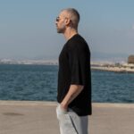 T-shirt μπλούζα μαύρη πλεκτή 3/4 σε κανονική γραμμή - Image 3