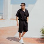 Πουκάμισο κοντομάνικο λινό μαύρο σε άνετη γραμμή - Image 5