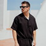 Πουκάμισο κοντομάνικο λινό μαύρο σε άνετη γραμμή - Image 3