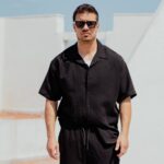 Πουκάμισο κοντομάνικο λινό μαύρο σε άνετη γραμμή - Image 2