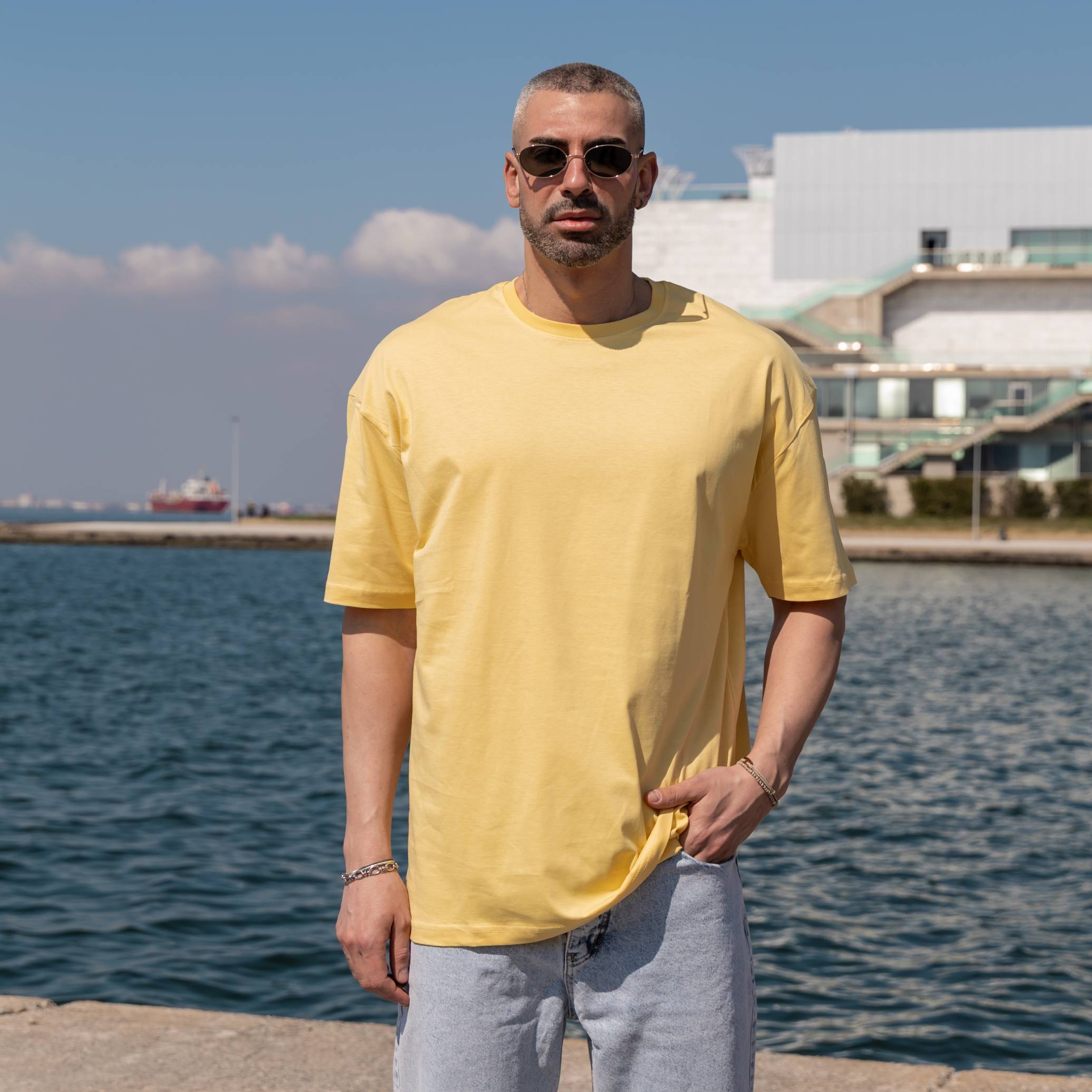 Νέο έργο (89) T-shirt μπλούζα κίτρινο σε oversized γραμμή - Image 1