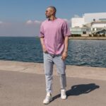 T-shirt μπλούζα λιλά σε oversized γραμμή - Image 3