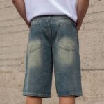 Βερμούδα τζιν baggy με σκίσιμο σε oversized γραμμή - Image 4