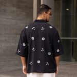 Πουκάμισο 3/4 μανίκι μαύρο με σχέδια σε oversized γραμμή - Image 3